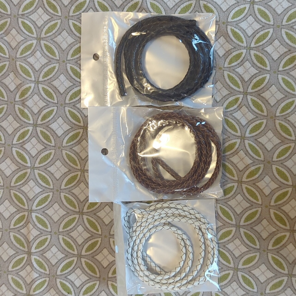 3 packages of 4MM neutrals braided chording 40" each